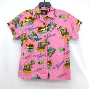 Jimmy Buffett's Margaritaville Shirt Womens Large Pink It's 5 o'Clock Somewhere